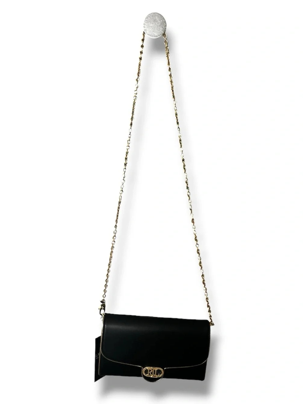 Lauren Ralph Lauren Leather Adair Crossbody Gold Trim